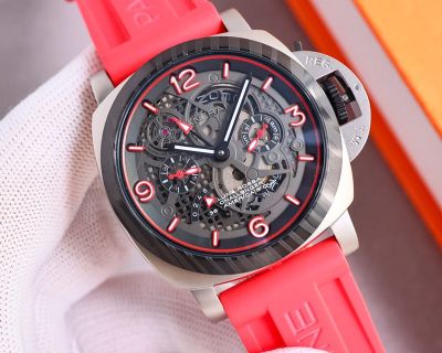 Panerai 316L Steel Automatic Movement 48*13MM Black/Red/White Strap Watch